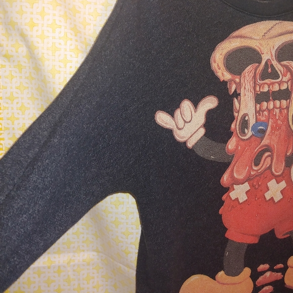 Rare! Melting Mickey Mouse Drop Dead Emo Punk Sweatshirt Top - Picture 7 of 8